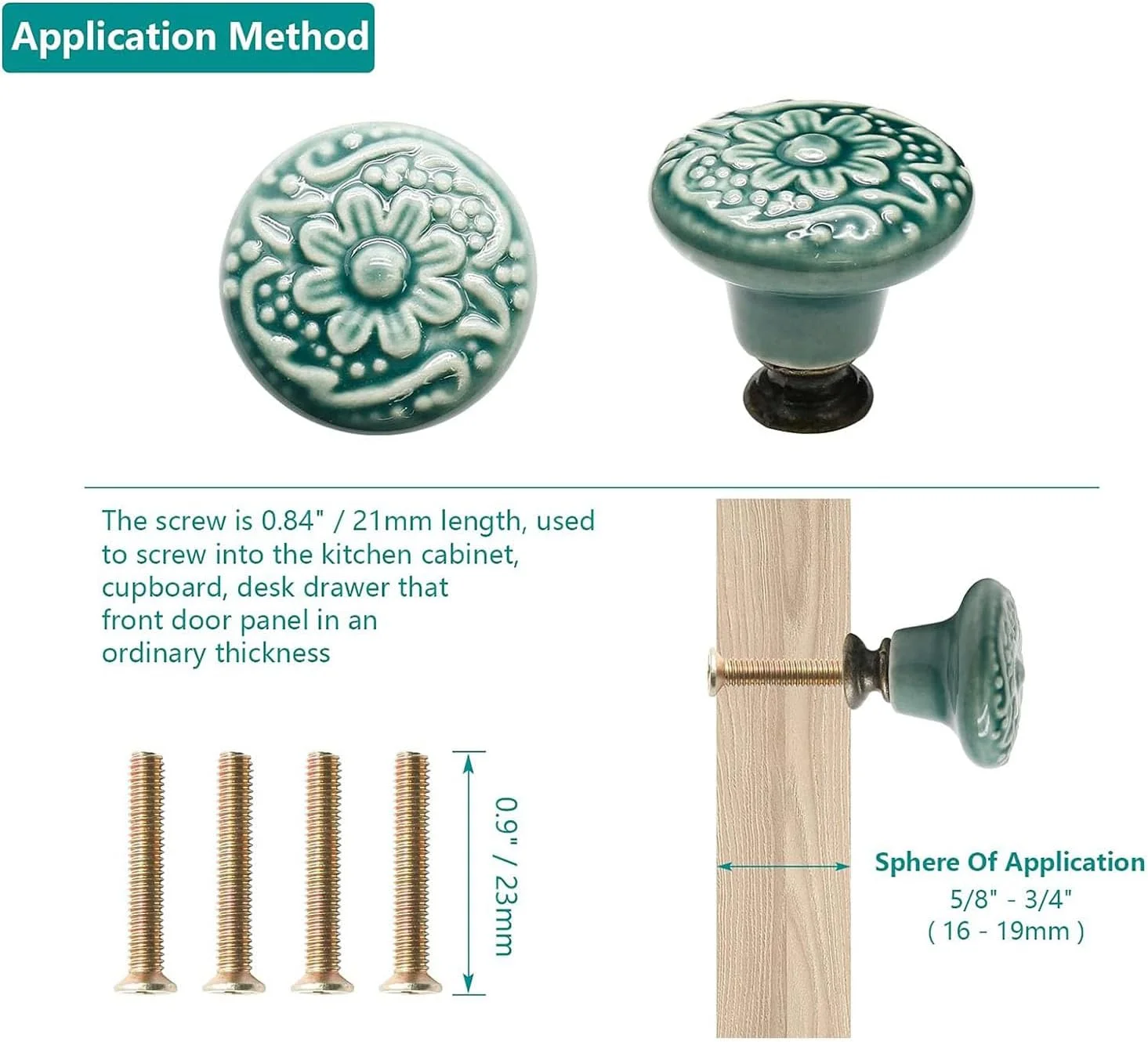 دستگیره کابینت فنری X، بسته 12 عددی دستگیره کابینت 34 میلی متری، دستگیره های سرامیکی کمد لباس به سبک رترو، دستگیره های کشو با پایه محکم، دستگیره های کشو کمد با پیچ های نصب برای کمد لباس، حمام، کابینت (B)