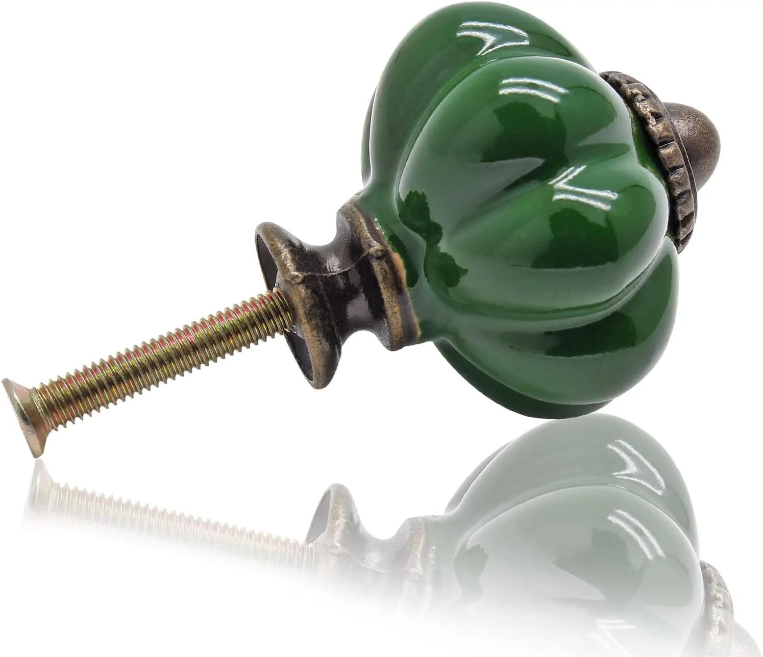 سیمنیر 12 عدد دستگیره کدو تنبل سبز تیره، دستگیره کابینت سرامیکی وینتیج، دستگیره کمد، دستگیره کشو، دستگیره درب، دستگیره های کمد با پیچ های نصب، B09MHW2XJQ_CA NARF