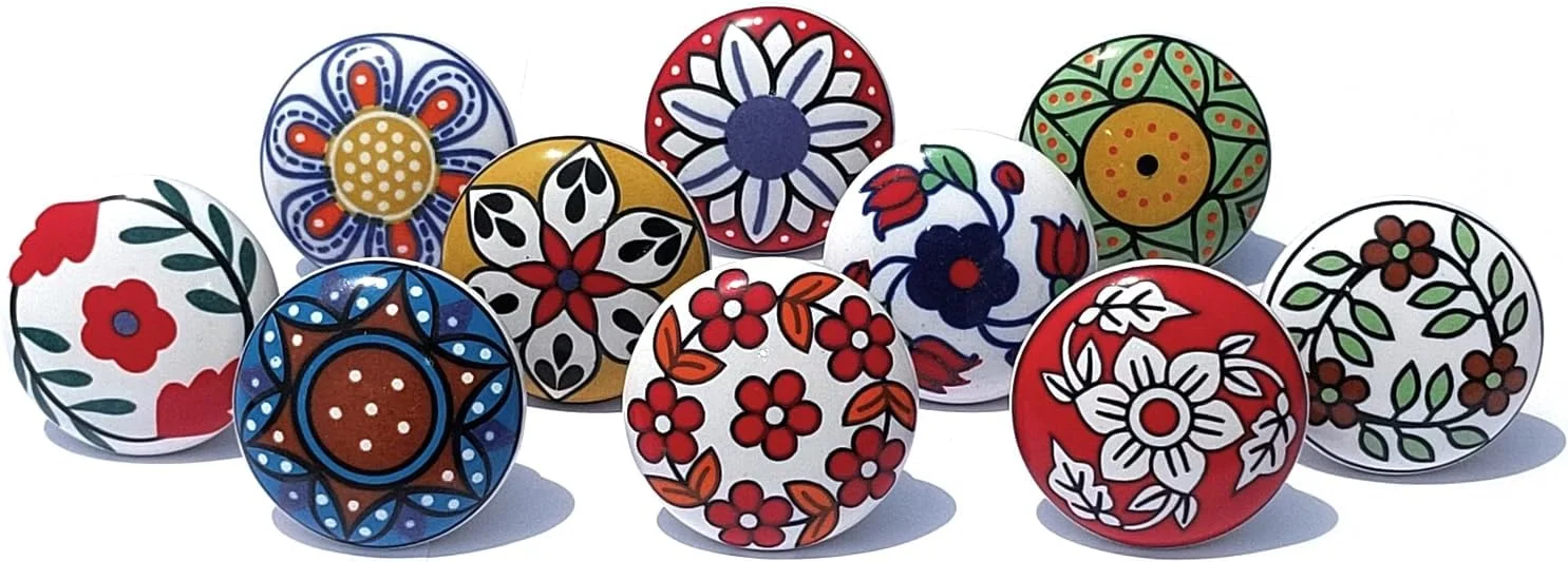 دستگیره های سرامیکی رنگارنگ طرح قدیمی رویال کرافت برای کابینت آشپزخانه، درب و کشو، کمد لباس، بوفه (ست 10 عددی) Sknob001 دستگیره های سرامیکی رنگارنگ طرح قدیمی رویال کرافت برای کابینت آشپزخانه، درب و کشو، کمد لباس، بوفه (ست 10 عددی) Sknob001