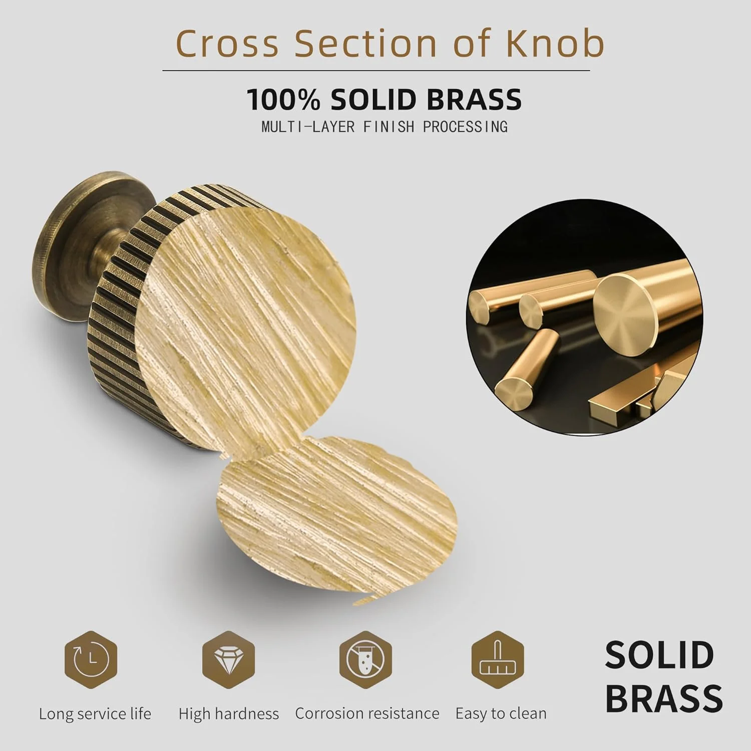 دستگیره کابینت آشپزخانه برنجی عتیقه SALISENG - دستگیره کشو برنزی 6 عددی، دستگیره های برنجی برای کمد اتاق خواب حمام، دستگیره های سخت افزاری مبلمان