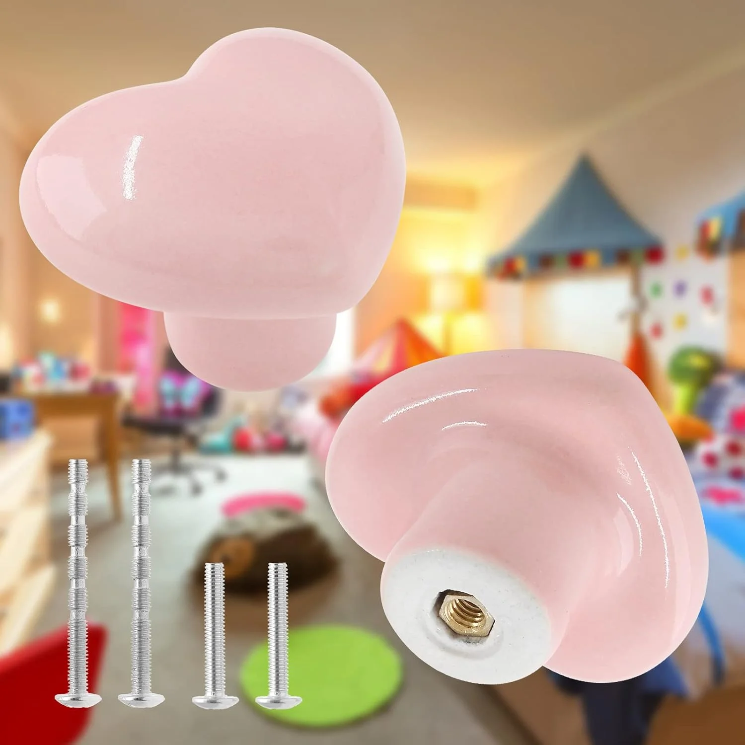 Qjaiune دو عدد دستگیره سرامیکی کابینت، دستگیره کشو صورتی، دستگیره کمد لباس طرح قلب، دستگیره های کوچک و زیبا برای کابینت آشپزخانه، سخت افزار دستگیره کمد برای اتاق خواب دخترانه Qjaiune دو عدد دستگیره سرامیکی کابینت، دستگیره کشو صورتی، دستگیره کمد لباس طرح قلب، دستگیره های کوچک و زیبا برای کابینت آشپزخانه، سخت افزار دستگیره کمد برای اتاق خواب دخترانه