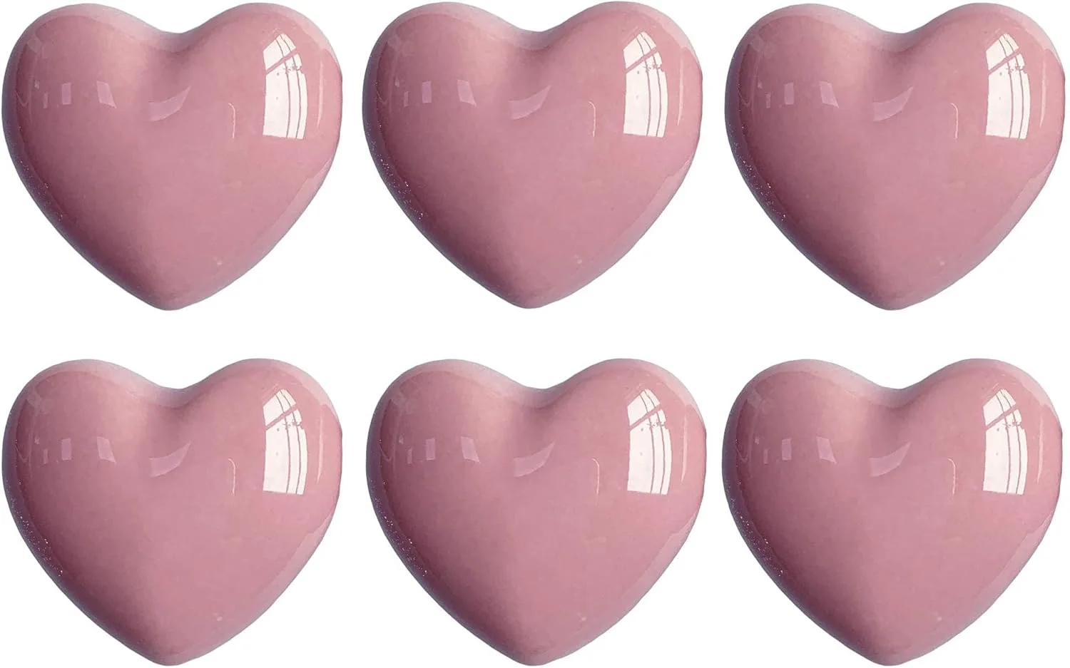 دستگیره سرامیکی طرح قلب تزویق، مناسب برای کشو، کمد، کابینت و دراور، 6 عددی، صورتی