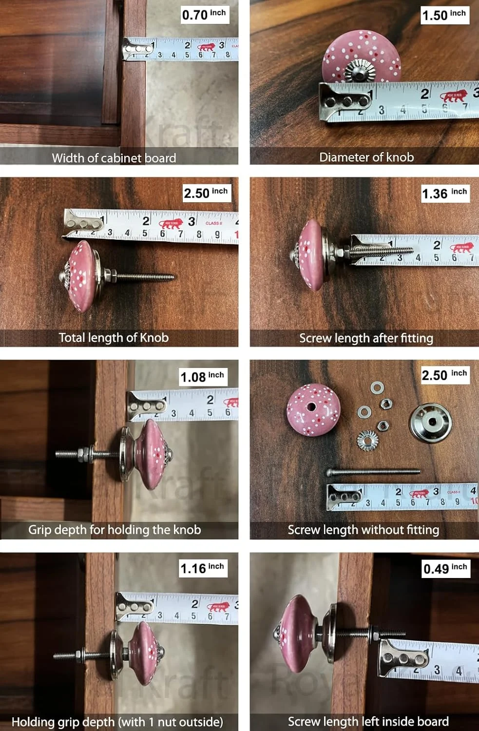 دستگیره های سرامیکی دست ساز طرح قدیمی Royal Kraft Sknob002 مناسب کابینت آشپزخانه، درب، کشو، کمد و گنجه (ست 10 عددی)