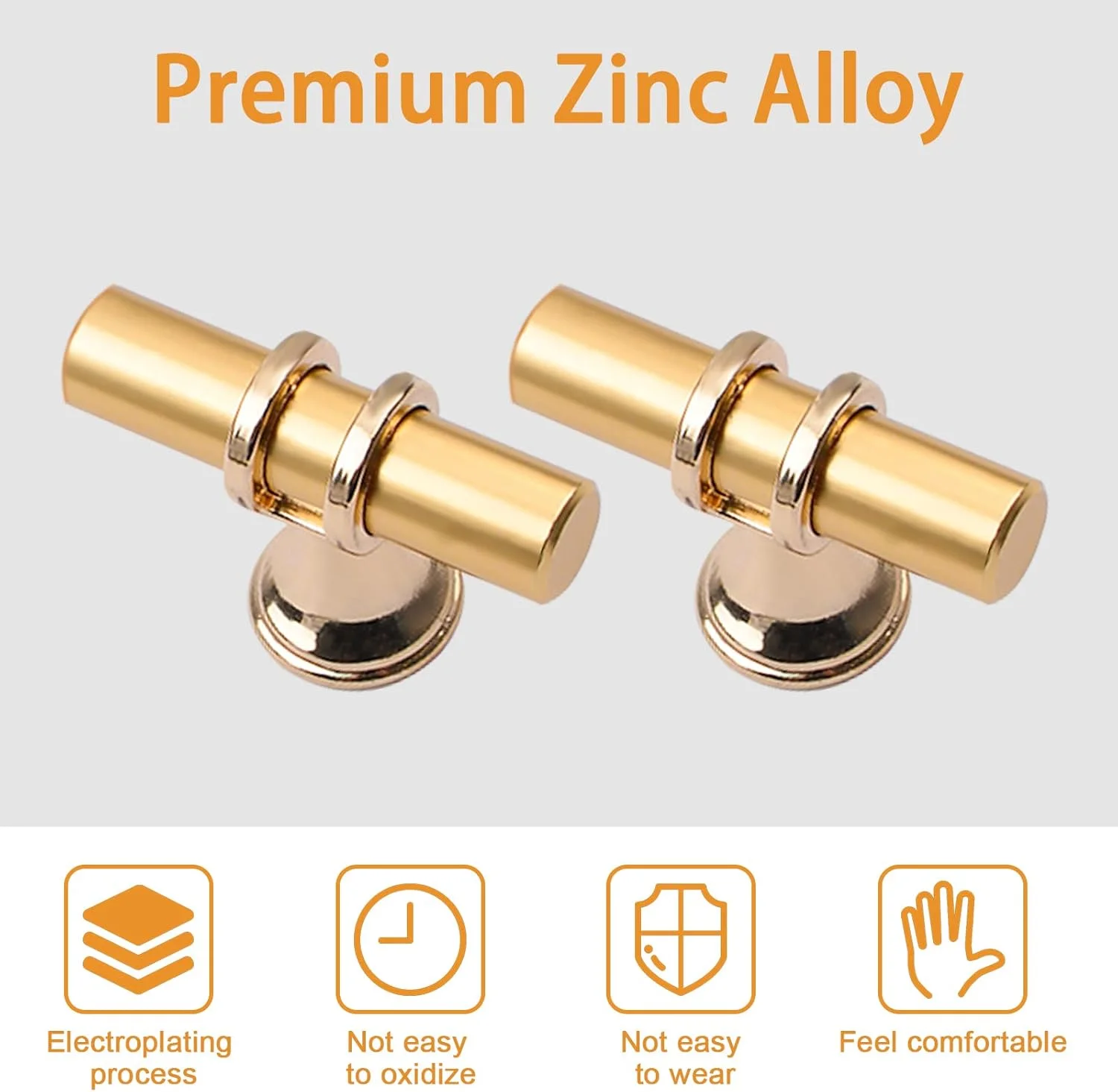 دستگیره های تک سوراخ T شکل Oasisgalore، 4 عدد دستگیره های مدرن T شکل میله ای کابینت، دستگیره های آلیاژ روی با پیچ های نصب برای کشوها و کمدهای (طلایی) دستگیره های تک سوراخ T شکل Oasisgalore، 4 عدد دستگیره های مدرن T شکل میله ای کابینت، دستگیره های آلیاژ روی با پیچ های نصب برای کشوها و کمدهای (طلایی)