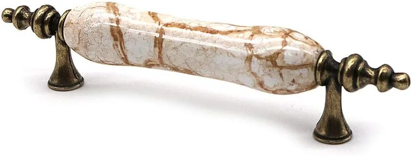 مجموعه 10 عددی دستگیره درب کابینت سرامیکی قدیمی NUZAMAS، دستگیره کشو مبلمان، آلیاژ روی، طول 140 میلی متر، میله دستگیره کمد کابینت آشپزخانه، فاصله مرکز تا مرکز 96 میلی متر