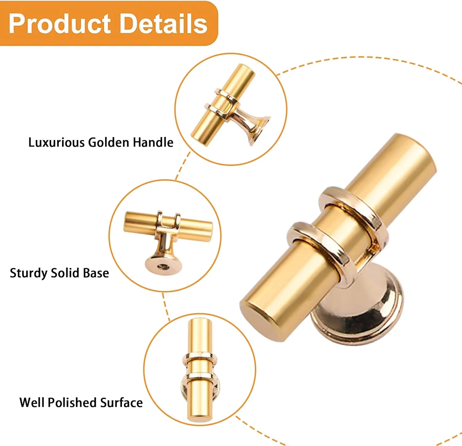 دستگیره های تک سوراخ T شکل Oasisgalore، 4 عدد دستگیره های مدرن T شکل میله ای کابینت، دستگیره های آلیاژ روی با پیچ های نصب برای کشوها و کمدهای (طلایی) دستگیره های تک سوراخ T شکل Oasisgalore، 4 عدد دستگیره های مدرن T شکل میله ای کابینت، دستگیره های آلیاژ روی با پیچ های نصب برای کشوها و کمدهای (طلایی)