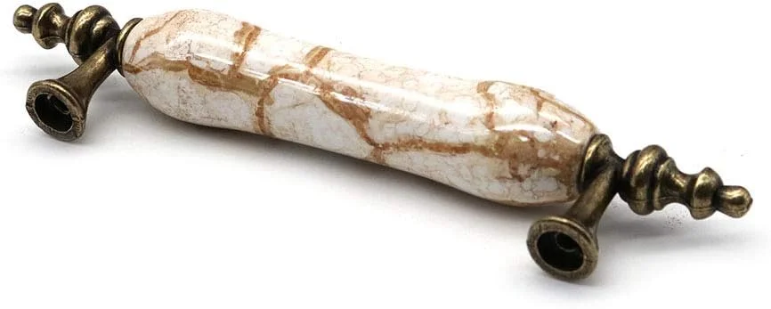 مجموعه 10 عددی دستگیره درب کابینت سرامیکی قدیمی NUZAMAS، دستگیره کشو مبلمان، آلیاژ روی، طول 140 میلی متر، میله دستگیره کمد کابینت آشپزخانه، فاصله مرکز تا مرکز 96 میلی متر