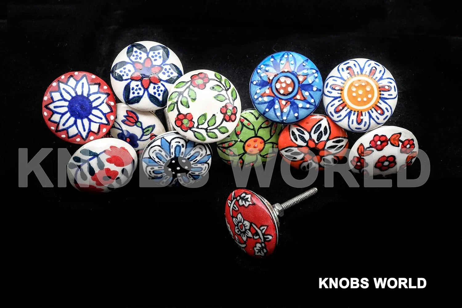 KNOBSWORLD 12 عدد دستگیره سرامیکی طرح گل با ظاهر قدیمی، مناسب درب، کابینت، کشو و کمد