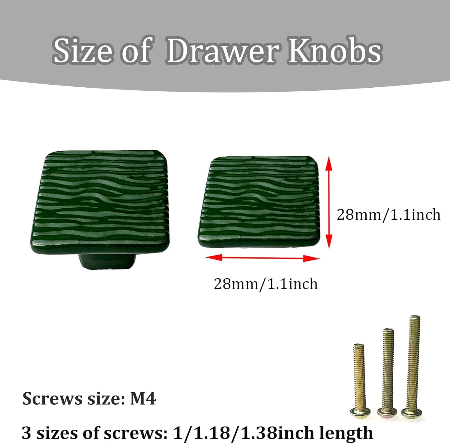 M MIMHOOY بسته 8 عددی دستگیره کابینت سرامیکی، دستگیره کمد سبز، دستگیره مربعی برای کابینت و کشو، دستگیره و دکمه کشو (3 سایز پیچ) M MIMHOOY بسته 8 عددی دستگیره کابینت سرامیکی، دستگیره کمد سبز، دستگیره مربعی برای کابینت و کشو، دستگیره و دکمه کشو (3 سایز پیچ)