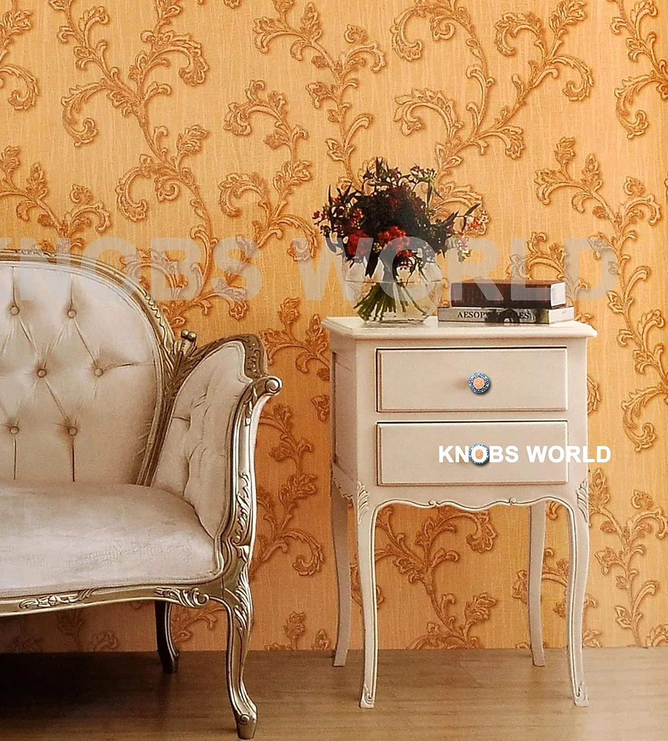 KNOBSWORLD 10 عدد دستگیره سرامیکی طرح گل با ظاهر قدیمی برای درب، کابینت، کشو و کمد