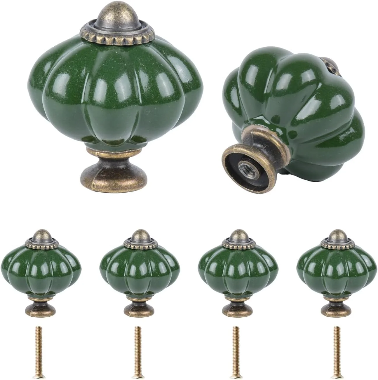 دستگیره سرامیکی هنریدا طرح کدو تنبل، 12 عددی، مناسب کمد و کشو، دستگیره کابینت، همراه با پیچ نصب، سبز دستگیره سرامیکی هنریدا طرح کدو تنبل، 12 عددی، مناسب کمد و کشو، دستگیره کابینت، همراه با پیچ نصب، سبز