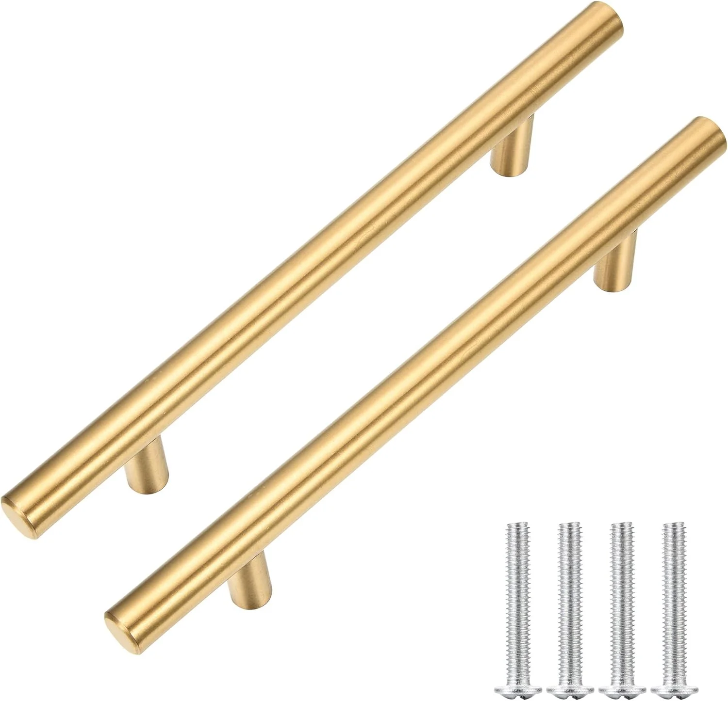کیتموس بسته 15 عددی دستگیره کابینت طلایی برس خورده استیل ضد زنگ T شکل برای مبلمان، کابینت آشپزخانه، کمد، کشو، دستگیره درب (طول کلی 7-7/8 اینچ، مرکز سوراخ 5 اینچ)