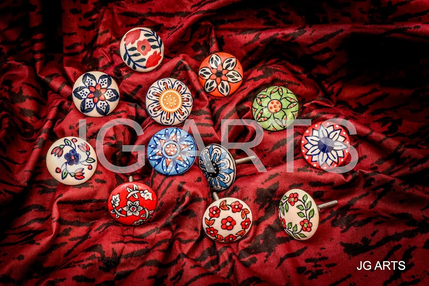 جیگرتس 12 عدد دستگیره سرامیکی طرح گل با ظاهر قدیمی برای درب، کابینت، کشو و کمد (12 عدد تخت)