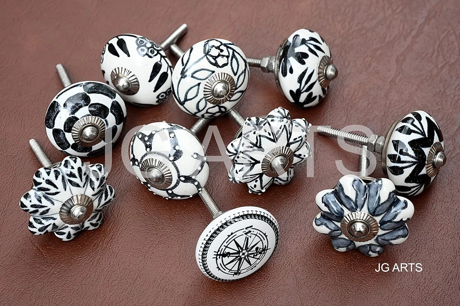 جیگرتس، ست ۲۰ عددی دستگیره های سرامیکی طرح کدو تنبل و گرد، رنگی، مناسب کشو و کابینت