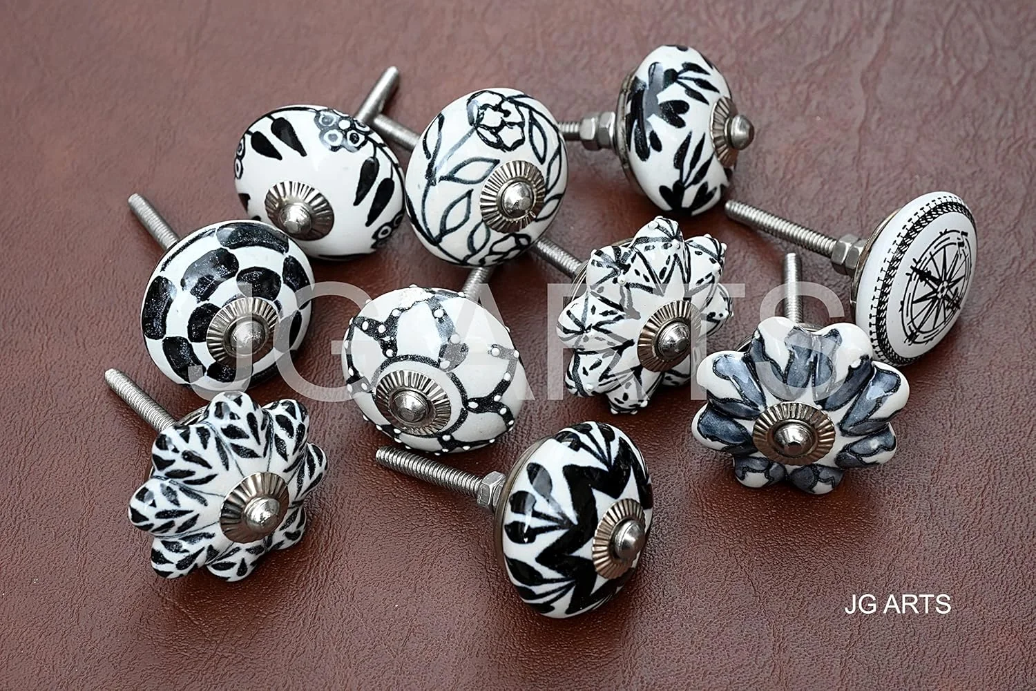 جیگرتس، ست ۲۰ عددی دستگیره های سرامیکی طرح کدو تنبل و گرد، رنگی، مناسب کشو و کابینت