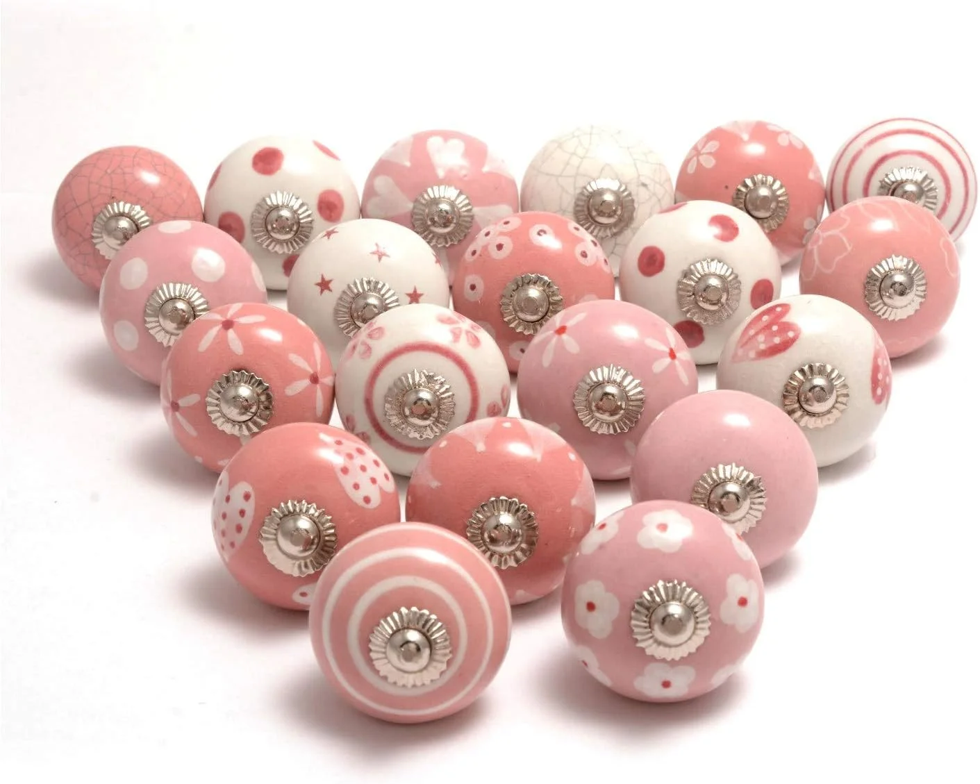 دستگیره سرامیکی متنوع کابینت Eleet - دستگیره های کروم درب و کشو کمد با طرح قدیمی (ست 20 عددی دستگیره سرامیکی، صورتی و سفید) دستگیره سرامیکی متنوع کابینت Eleet - دستگیره های کروم درب و کشو کمد با طرح قدیمی (ست 20 عددی دستگیره سرامیکی، صورتی و سفید)