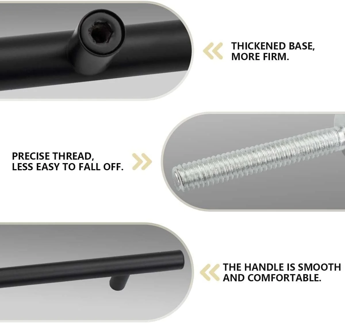 دستگیره کابینت Joyzzz، 6 عدد دستگیره کابینت آشپزخانه با آلیاژ آلومینیوم مستحکم، دستگیره های مشکی مات با طراحی ارگونومیک، دستگیره کابینت مشکی برای کابینت، کشو، کمد (15 سانتی متر)