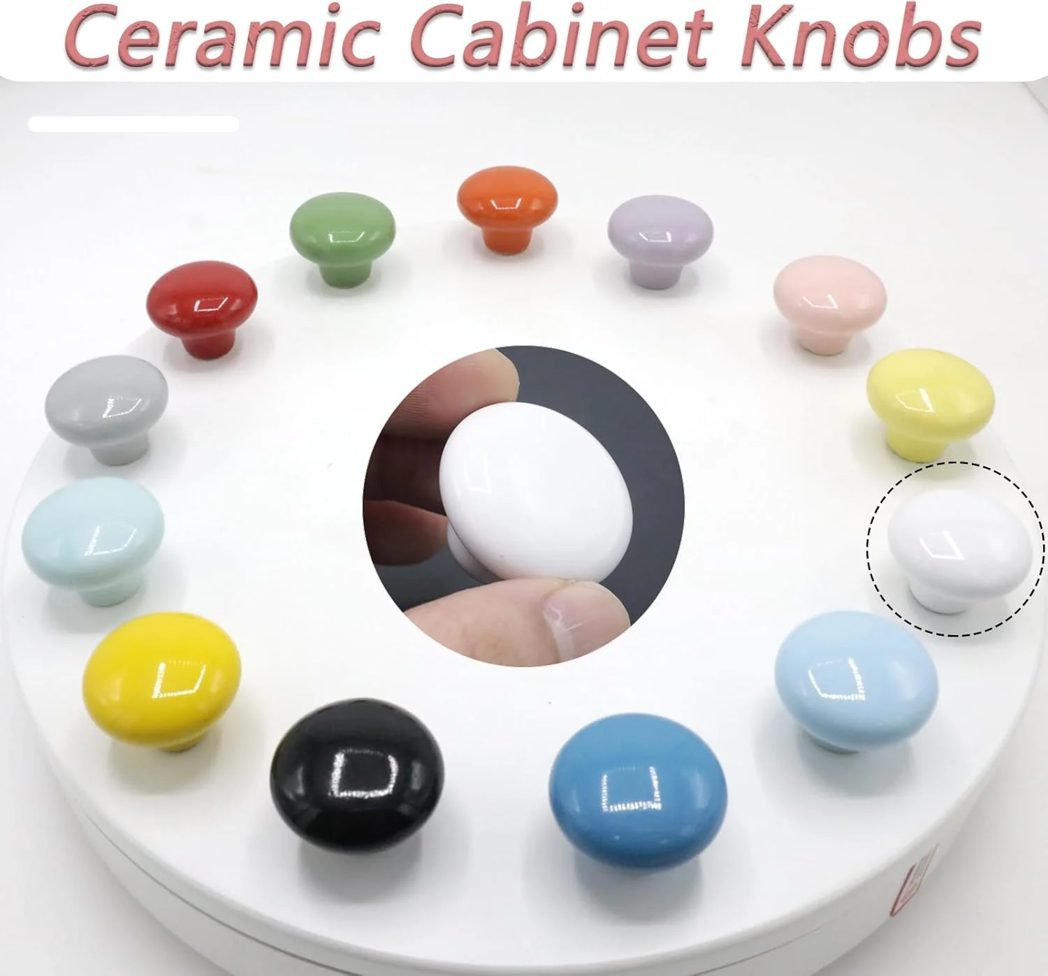 دستگیره سرامیکی کابینت Joyangy، بسته 10 عددی، 32 میلی‌متری سفید گرد، دستگیره کشو کمد با پیچ، برای کابینت آشپزخانه، کمد لباس، اتاق کودک، مبلمان اتاق خواب و میز اداری