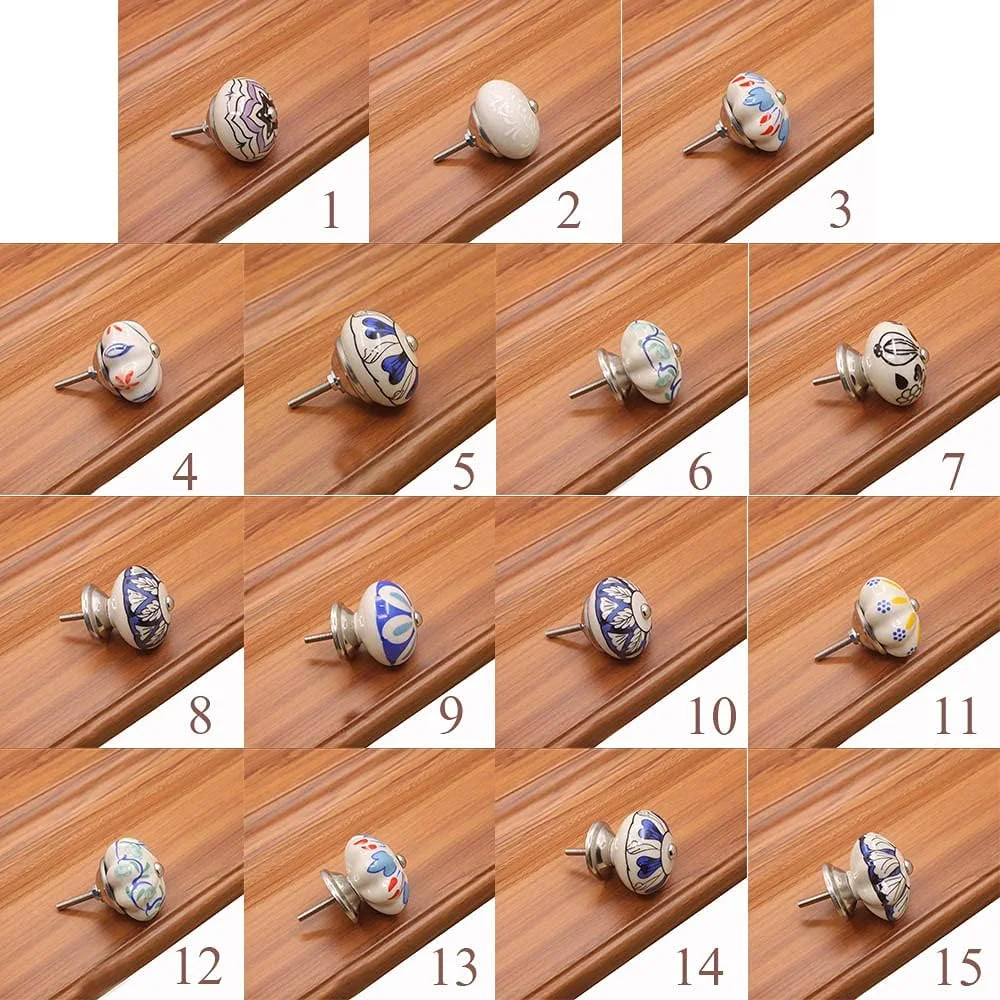 دستگیره کابینت سرامیکی اروپایی دستگیره درب کمد طرح کدو تنبل سخت افزار مبلمان کمد با پیچ (14)