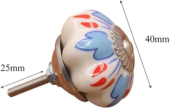 دستگیره کابینت سرامیکی اروپایی دستگیره درب کمد طرح کدو تنبل سخت افزار مبلمان کمد با پیچ (14)
