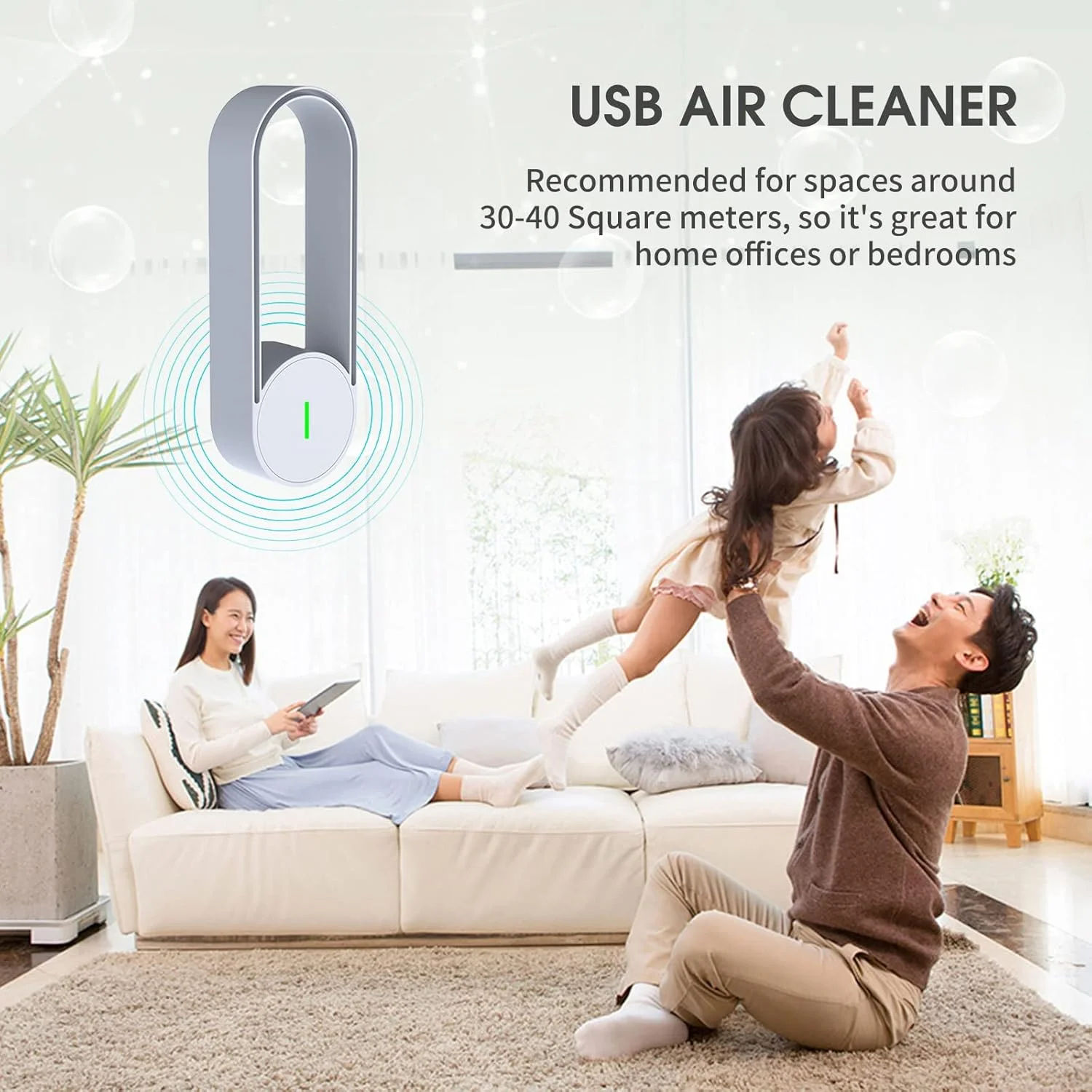 دستگاه تصفیه هوای یون منفی Pepisky با پورت USB، خوشبو کننده قابل حمل، از بین برنده بوی مینی، تصفیه کننده هوای بی صدا برای اتاق خواب، خانه، ماشین، دفتر، آلرژی، حیوانات خانگی، گرد و غبار، گرده، مو و بو