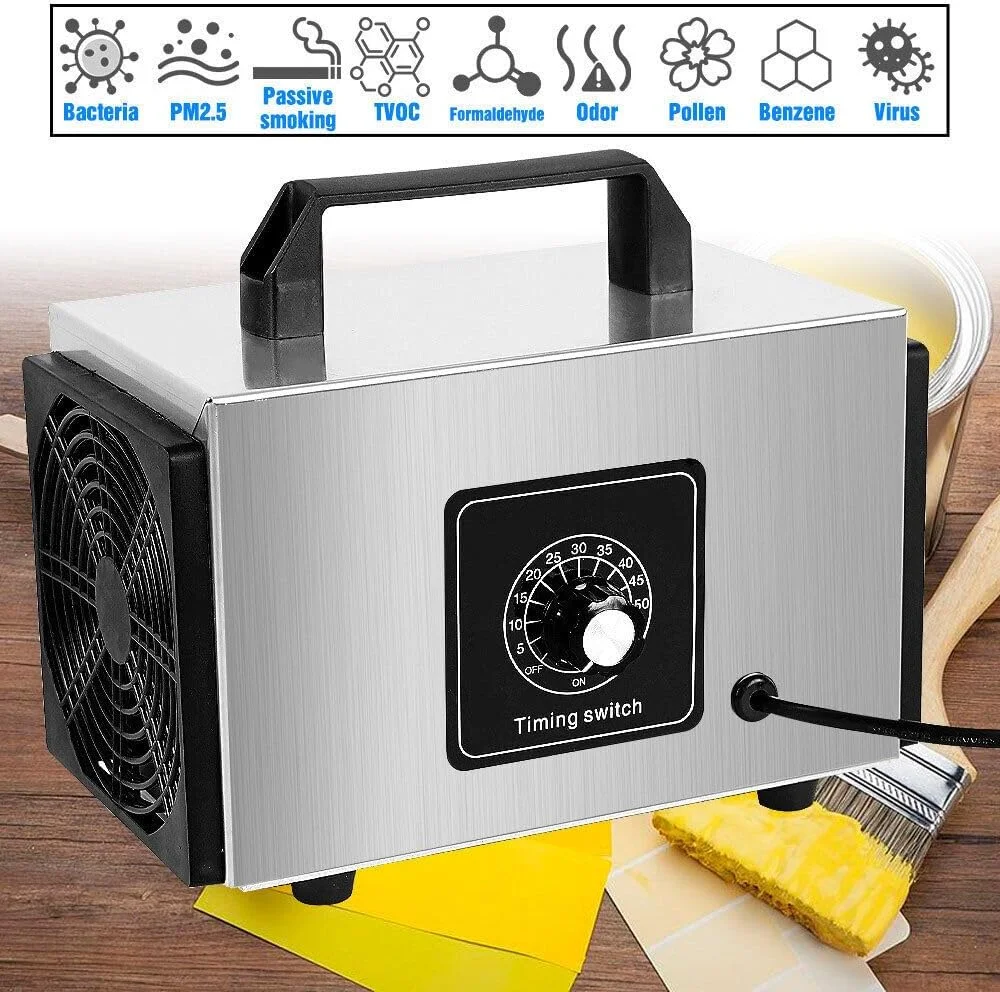 ژنراتور ازن تصفیه کننده هوا پپیسکی 220 ولت 60 گرم در ساعت، دستگاه تمیز کننده ازن خانگی، ازون ساز قابل حمل، ژنراتور O₃ با تایمر برای فرمالدهید خودرو و منزل