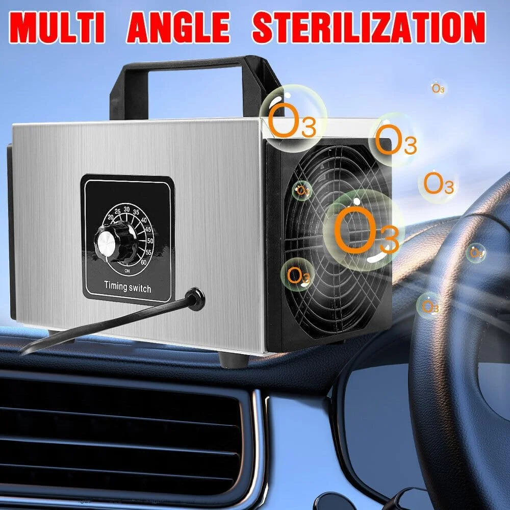 ژنراتور ازن تصفیه کننده هوا پپیسکی 220 ولت 60 گرم در ساعت، دستگاه تمیز کننده ازن خانگی، ازون ساز قابل حمل، ژنراتور O₃ با تایمر برای فرمالدهید خودرو و منزل