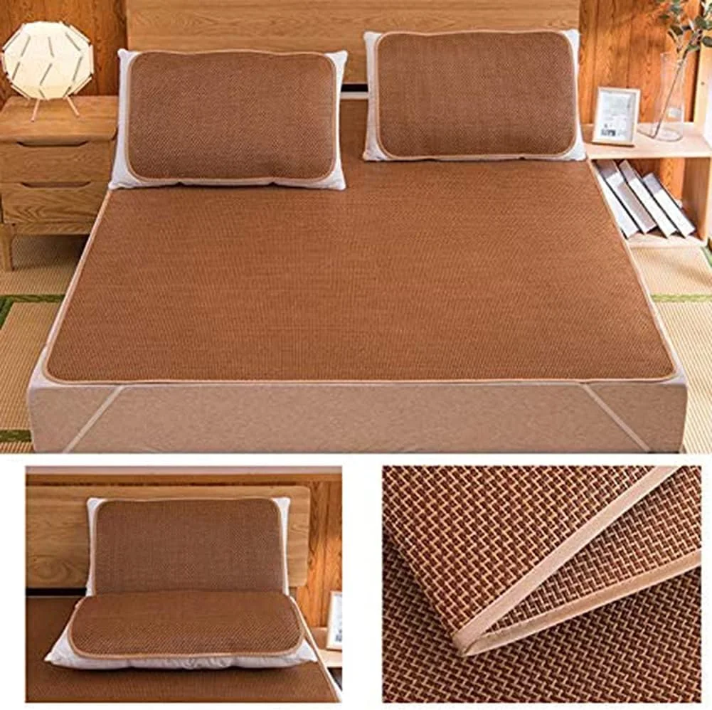 تشک تخت بامبو/پد خنک کننده خواب تابستانی/تشک راتان، تشک حصیری خواب تابستانی، تشک تاشو دو طرفه مناسب برای خنک کردن اتاق خواب منزل تشک تخت بامبو/پد خنک کننده خواب تابستانی/تشک راتان، تشک حصیری خواب تابستانی، تشک تاشو دو طرفه مناسب برای خنک کردن اتاق خواب منزل