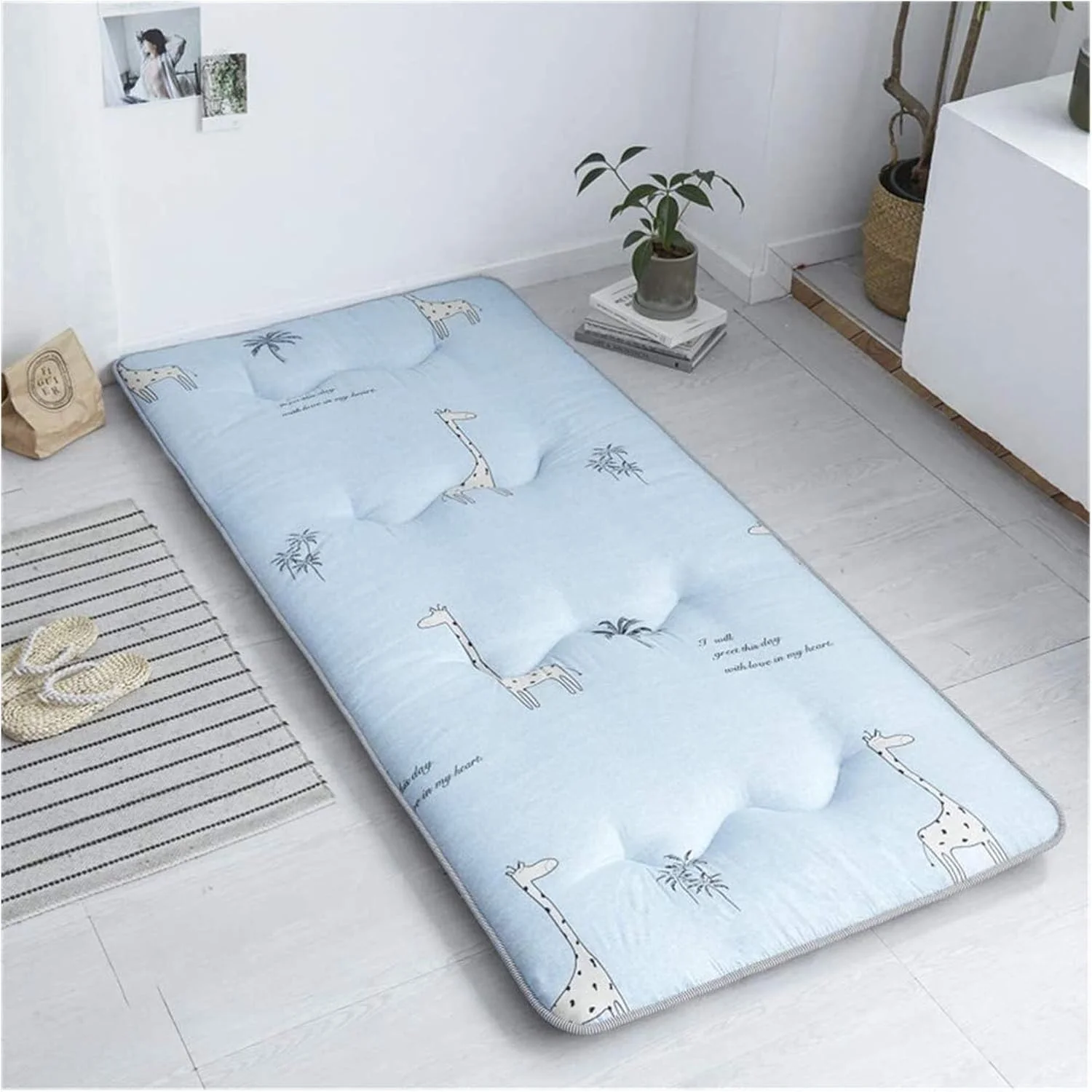 تشک تاشو راحت، تشک فوتون ضخیم، پد خواب لحافی ضد لغزش برای اتاق خواب، خوابگاه، اتاق نشیمن 22.8.23 (رنگ: E، سایز: 1.5 متر (5 اینچ))