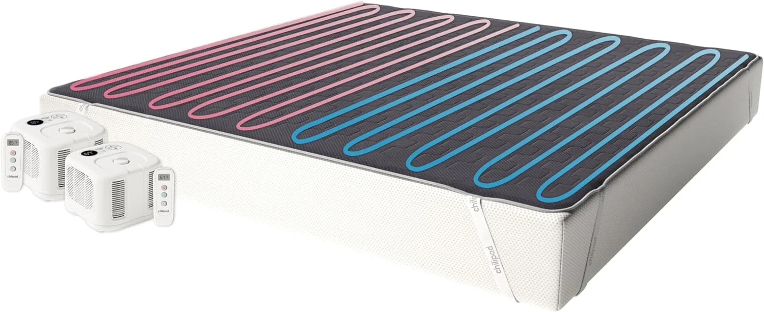 سیستم خواب کیوب چیلی اسلیپ - مناطق ME و WE - پد تشک خنک کننده و گرم کننده - کنترل دمای فردی، بهبود عالی خواب، یکپارچه سازی ریموت بی سیم (Queen (80" L x 60" W))