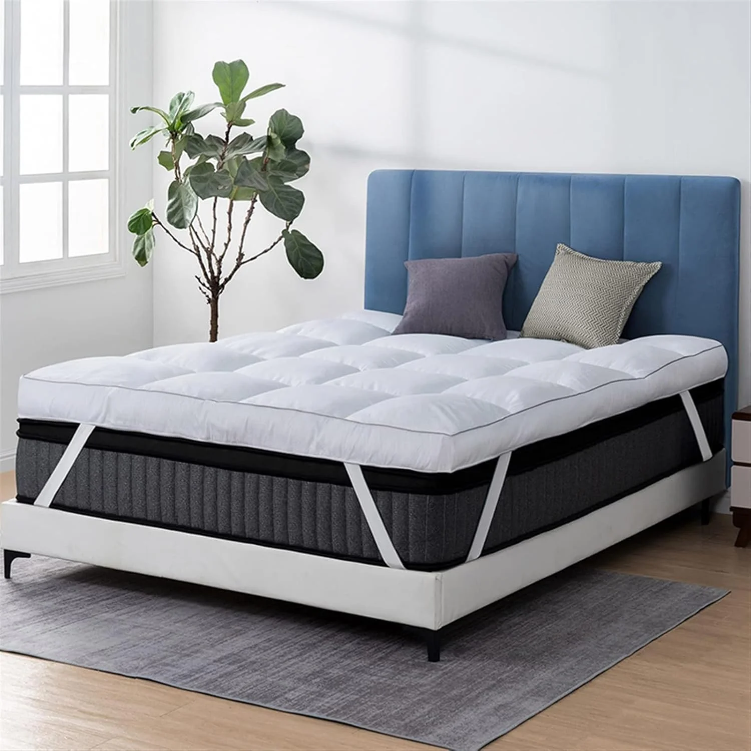 تشک خنک کننده BREAUX، پد ضخیم تشک پر قو با روکش پارچه نخی (سایز: 220 * 200 سانتی متر)