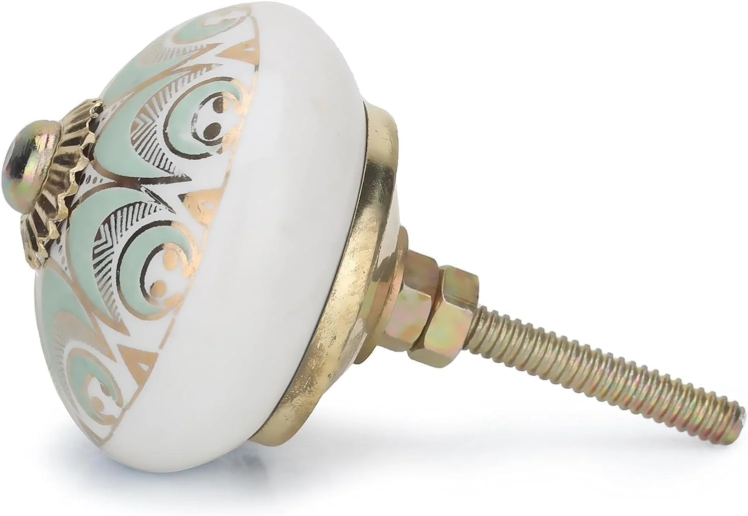 دستگیره های طلایی FURNISHFUL FINESSE برای کابینت، دستگیره های متنوع سبز رنگ برای کمد، دستگیره های سرامیکی قدیمی برای در، دستگیره های رنگارنگ مبلمان آشپزخانه، دستگیره های کشو برای کمد لباس، دکوراسیون داخلی منزل - بسته 12 عددی