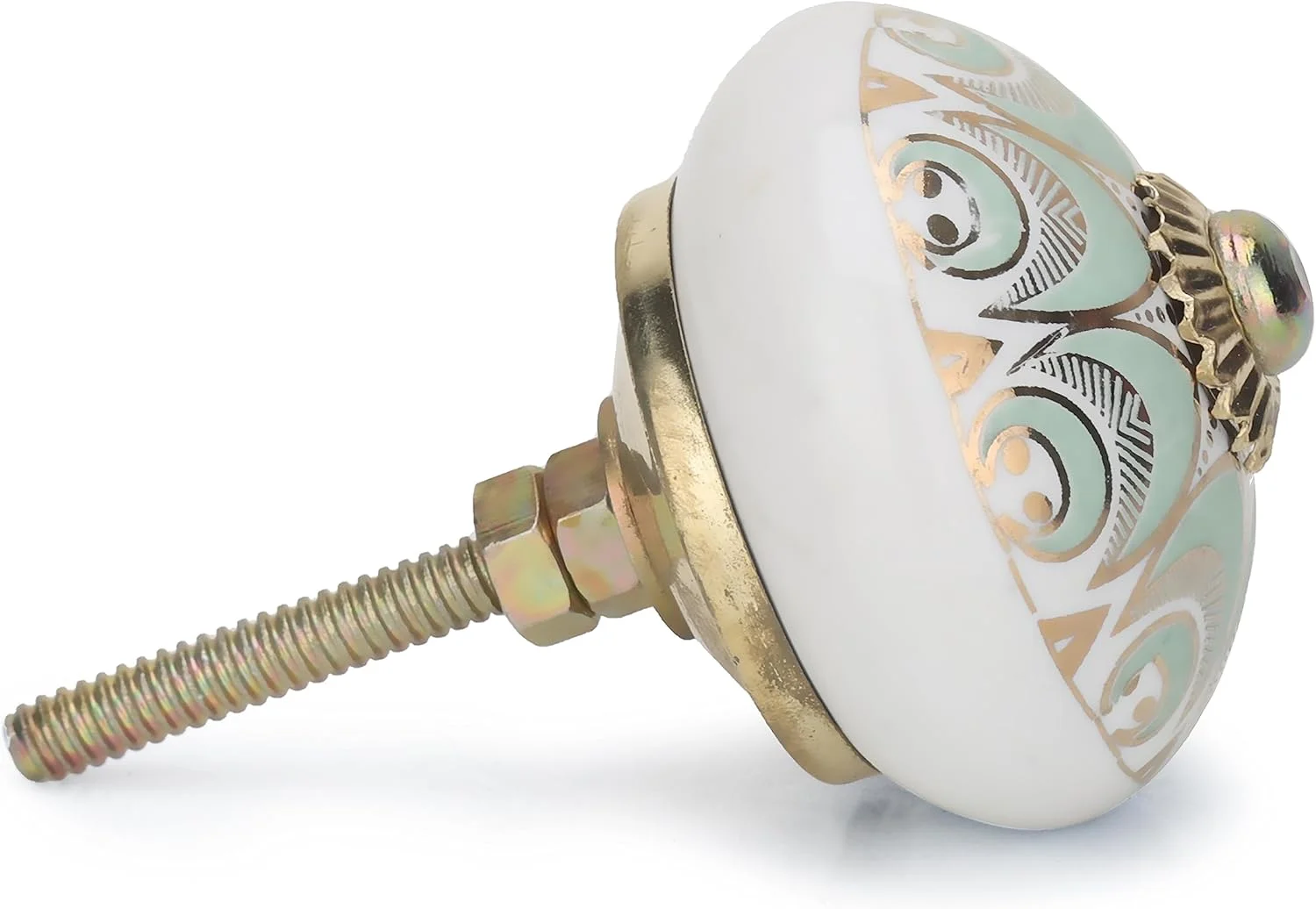 دستگیره های طلایی FURNISHFUL FINESSE برای کابینت، دستگیره های متنوع سبز رنگ برای کمد، دستگیره های سرامیکی قدیمی برای در، دستگیره های رنگارنگ مبلمان آشپزخانه، دستگیره های کشو برای کمد لباس، دکوراسیون داخلی منزل - بسته 12 عددی