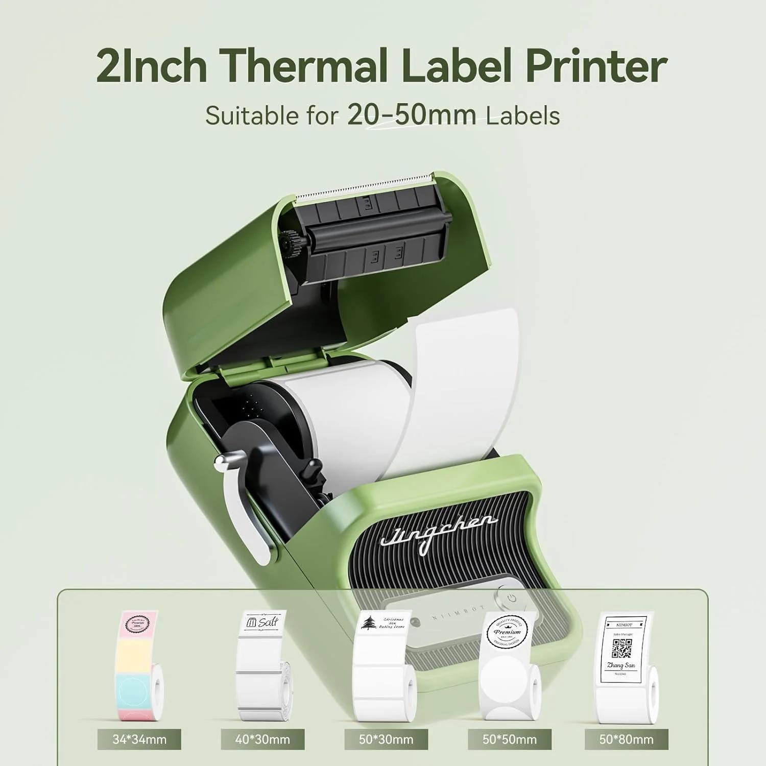 دستگاه لیبل زن NIIMBOT B21 با 1 رول رایگان نوار، پرینتر حرارتی لیبل کسب و کار با عرض 2 اینچ، نویسنده برچسب قیمت و حمل و نقل برای سازماندهی خانه، دفتر و استفاده تجاری، سبز