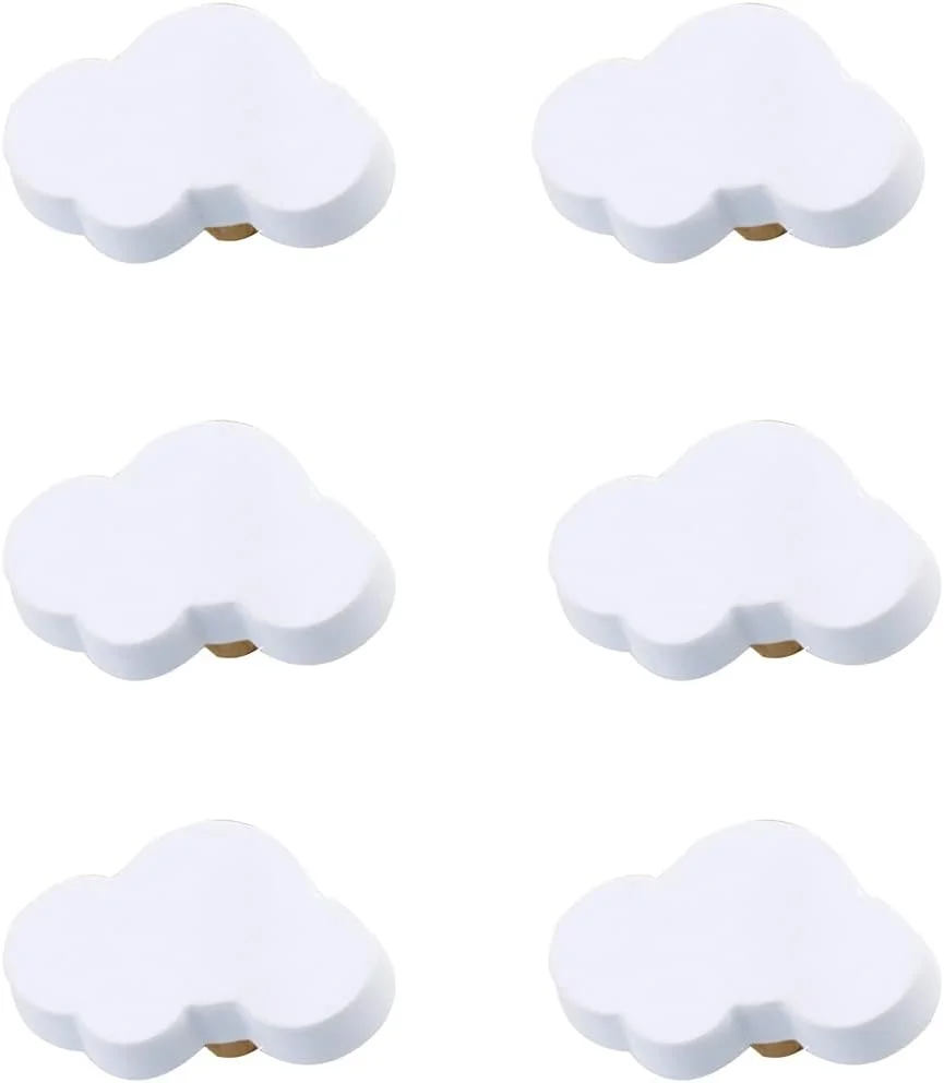 دستگیره های نرم لاستیکی طرح کارتونی آسمان خراش برای بچه ها دختران پسران دستگیره کابینت کشو برای کابینت اتاق بچه ها کمدها جعبه اسباب بازی قفسه کتاب 6 عدد/ست (ابر، سفید)