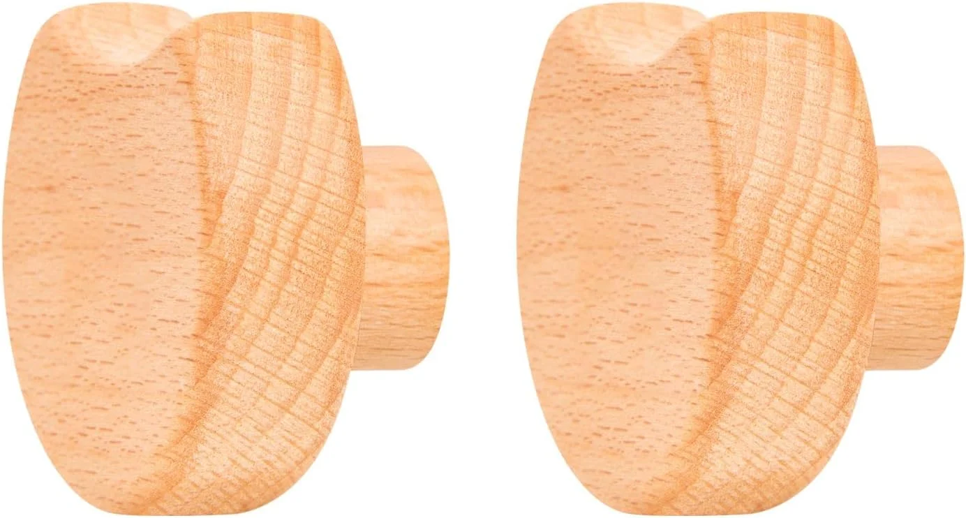 دسته کابینت چوبی طبیعی Xisakaca، بسته 2 عددی، قطر 5 سانتی متر، دستگیره گرد چوبی برای درب کابینت، کمد و کشو، دستگیره درب کابینت آشپزخانه