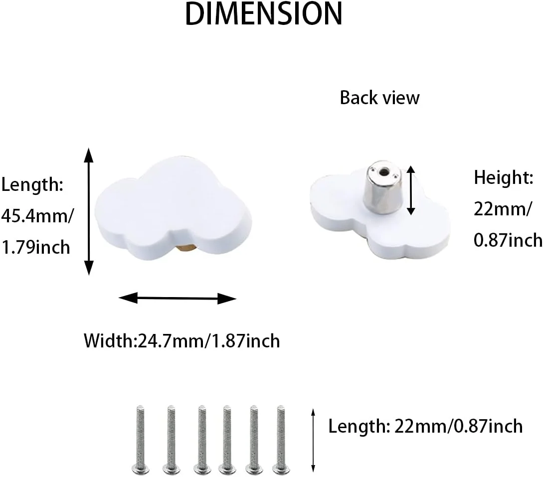 دستگیره های نرم لاستیکی طرح کارتونی آسمان خراش برای بچه ها دختران پسران دستگیره کابینت کشو برای کابینت اتاق بچه ها کمدها جعبه اسباب بازی قفسه کتاب 6 عدد/ست (ابر، سفید)