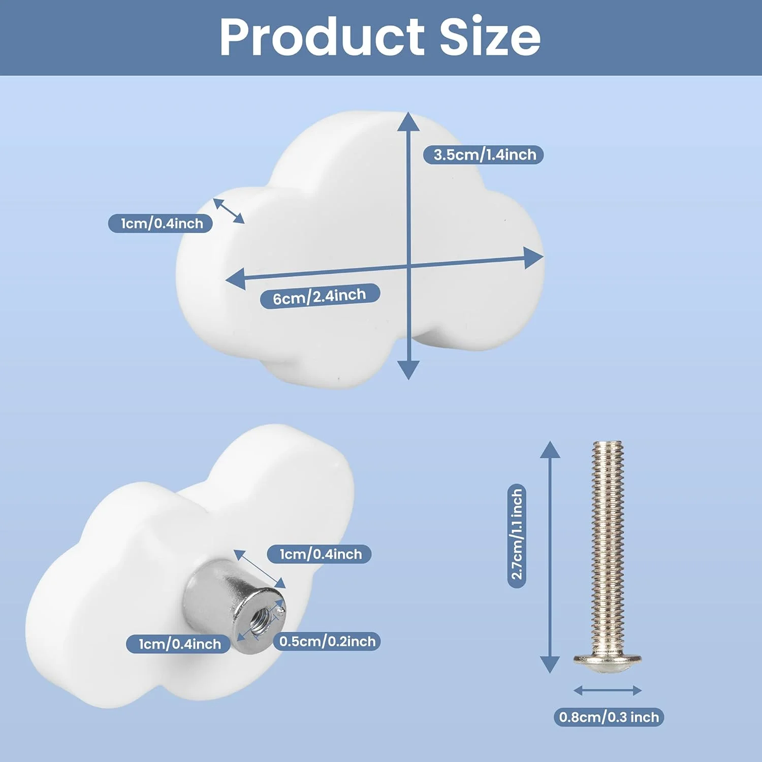 دستگیره های لاستیکی نرم VIDELLY، 8 عددی، دستگیره های درب کابینت کارتونی، دستگیره کمد کودکانه برای کشو اتاق کودک، سفید