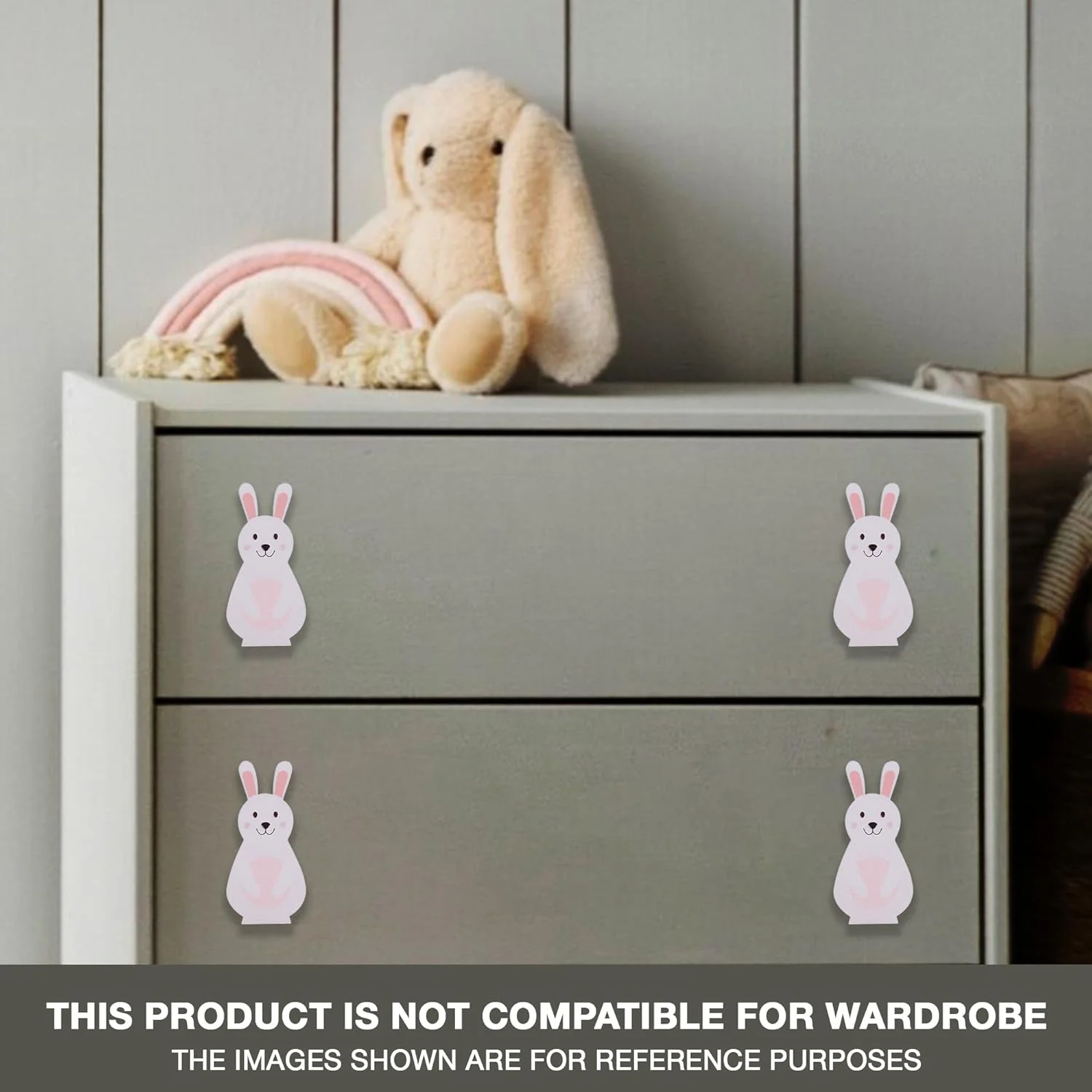دستگیره درب/کابینت/کشو/کمد کودکانه استال دکور طرح حیوانات - طرح خرگوش - ست 4 عددی