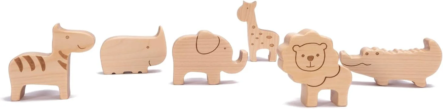 ری لیکار 6 عددی دستگیره های فانتزی چوبی طرح حیوانات مناسب اتاق کودک، کمد، کشو، دراور، کمد لباس و کابینت (سافاری-توسکا)