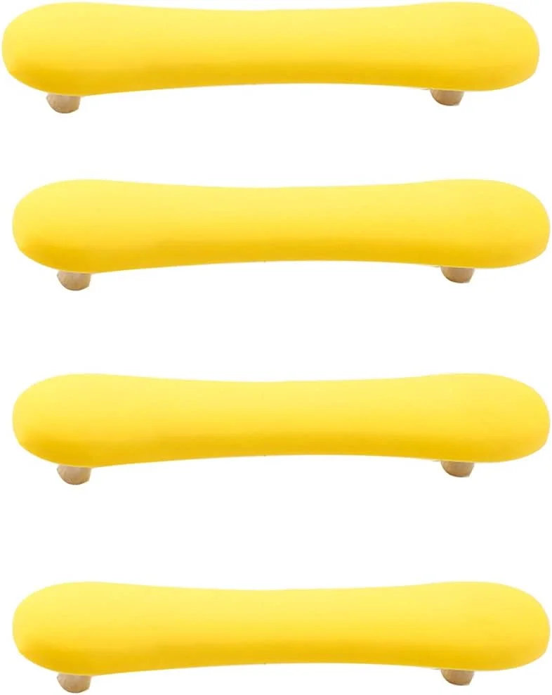دستگیره های لاستیکی نرم 96 میلی متری آسمان خراش برای کمد بچه گانه دخترانه پسرانه، دستگیره کشو برای اتاق بچه، کمد، قفسه اسباب بازی، جعبه کتاب، 4 عدد در هر ست (زرد)