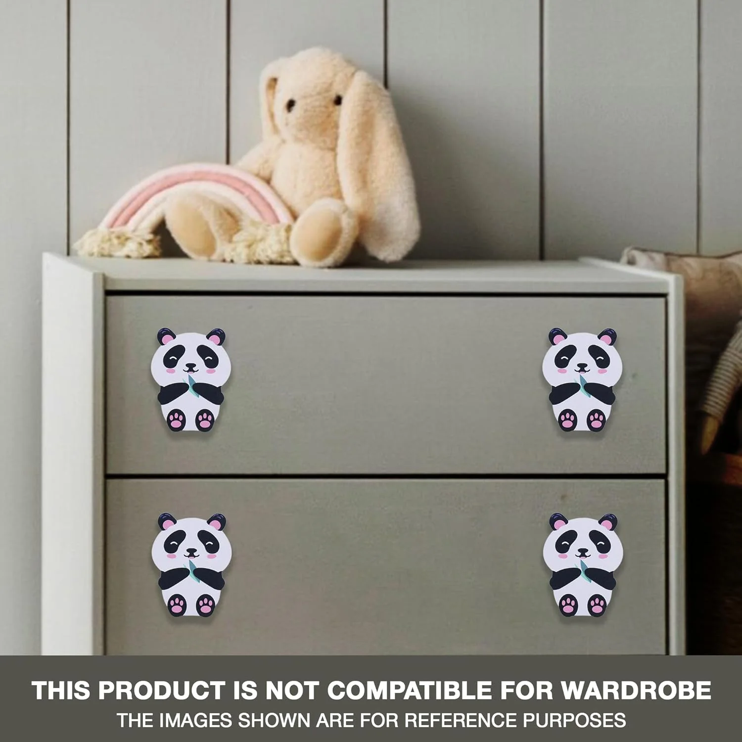 دستگیره کودکانه استال دکور طرح حیوانات برای کابینت/کشو - طرح پاندا - ست 4 عددی
