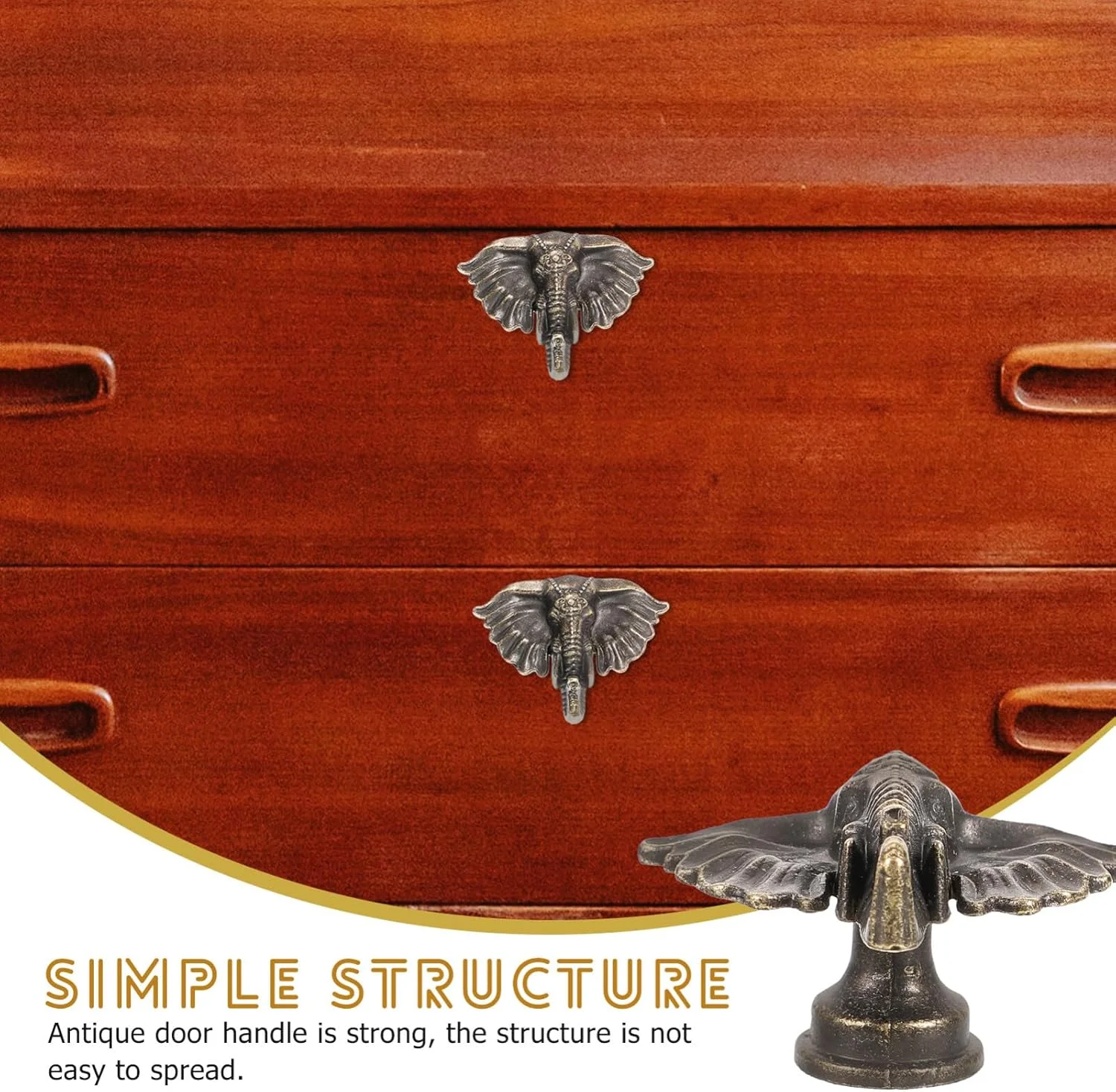 SEWACC دستگیره کشو کابینت 10 عددی طرح سر فیل، دستگیره طرح فیل، دستگیره های کابینت برنزی عتیقه برای درب کشو کمد آشپزخانه مبلمان