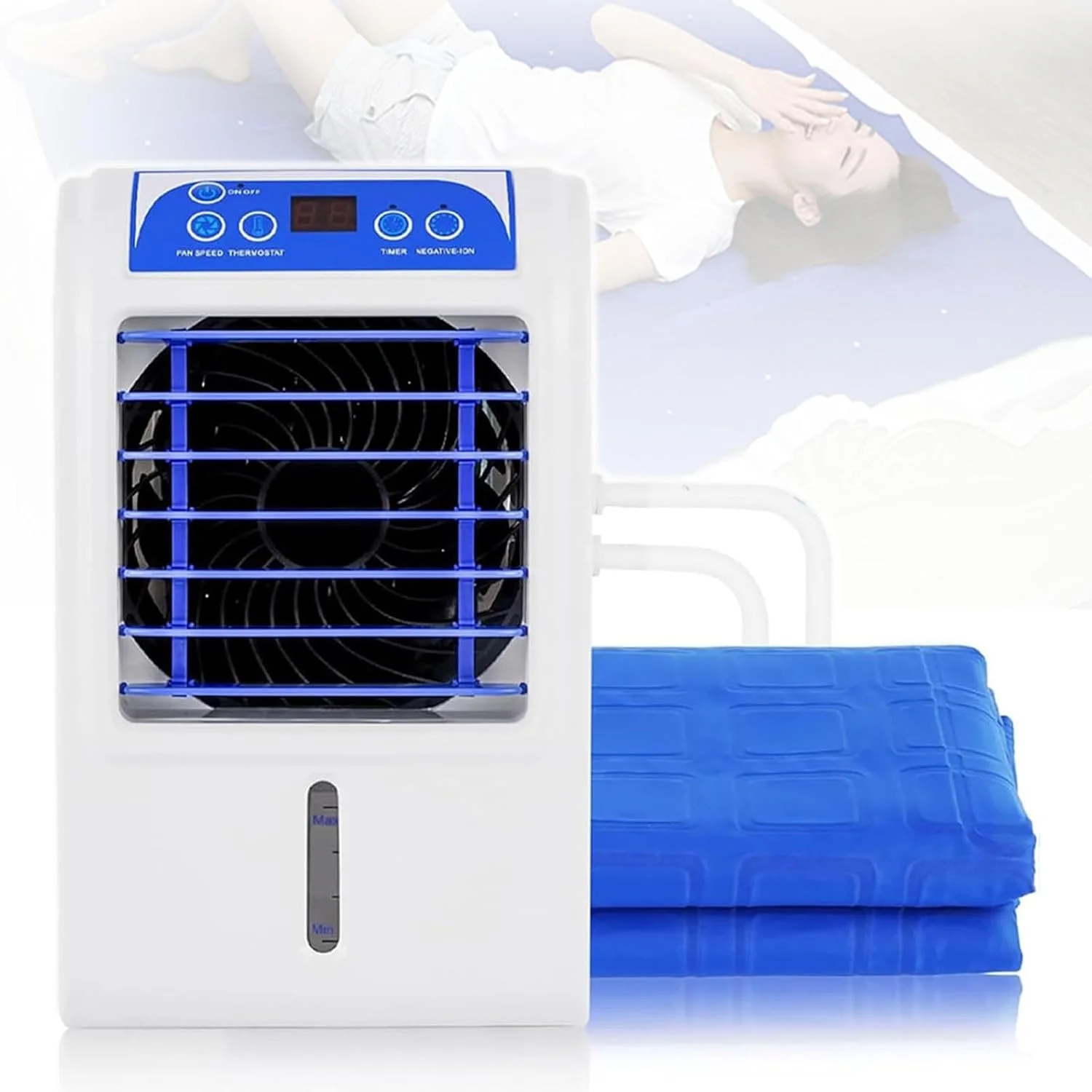 تشک خنک کننده آبی دو نفره WENJUY، پد خنک کننده تخت با کولر آبی کنار تختی و کنترل از راه دور، تشک را خنک نگه می دارد، عملکرد بی صدا + تایمر، 160 × 140 سانتی متر