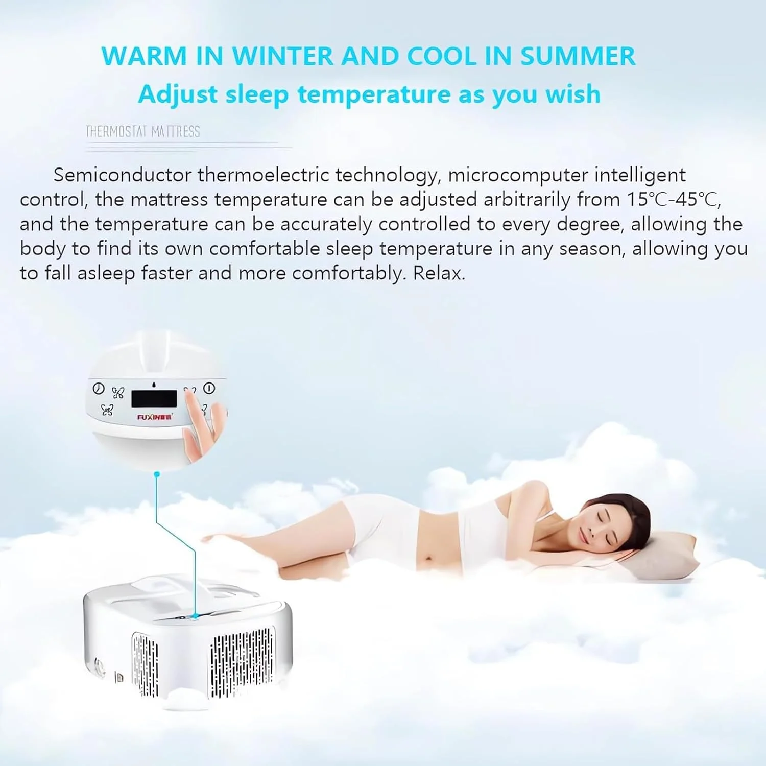 تشک برقی خنک کننده آبی WENJUY، سیستم خنک کننده تخت خواب نیمه هادی دو هسته ای، پدهای یخی خواب و تشک تخت در تابستان، محدوده دما 15 تا 45 درجه سانتیگراد، 90 وات، 160×70 سانتی متر تشک برقی خنک کننده آبی WENJUY، سیستم خنک کننده تخت خواب نیمه هادی دو هسته ای، پدهای یخی خواب و تشک تخت در تابستان، محدوده دما 15 تا 45 درجه سانتیگراد، 90 وات، 160×70 سانتی متر