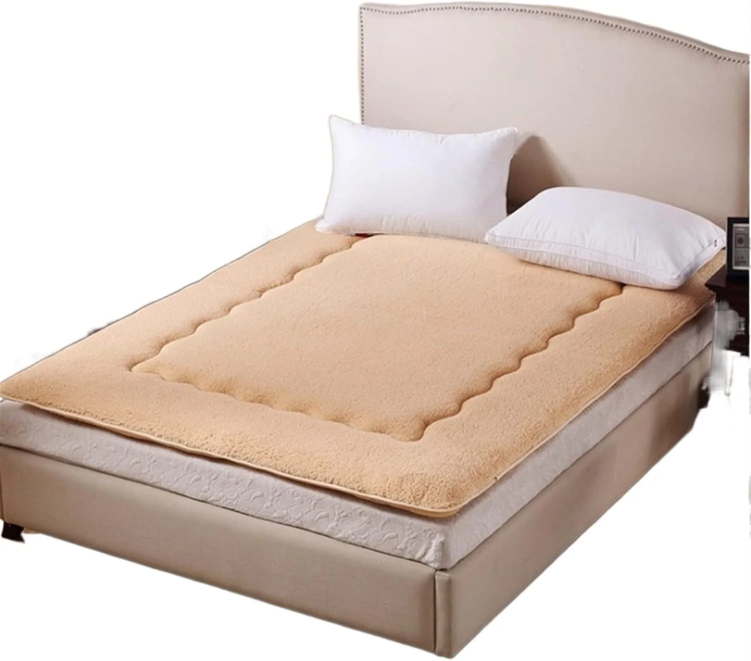 تشک کامل ویزکو با روکش پشم بربر گرم مناسب زمستان، تشک ضد لغزش تخت خواب سایز کینگ، پد تشک، کوسن کف زمین