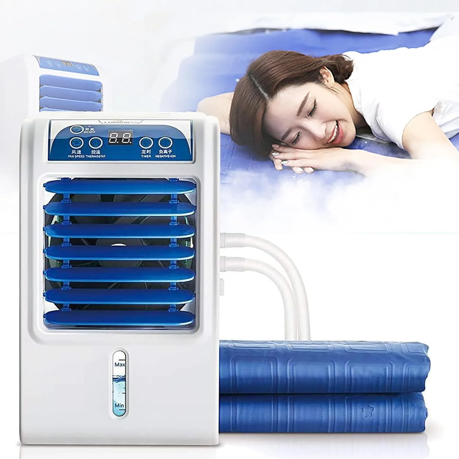 تشک آبی خنک کننده VOYADE، پد خنک کننده، 4 سطح قابل تنظیم، زمان دار، خنک کننده مستقل، برای خانه، خوابگاه، آپارتمان و خوابگاه دانشجویی، خنک در تابستان، 160cm×140cm