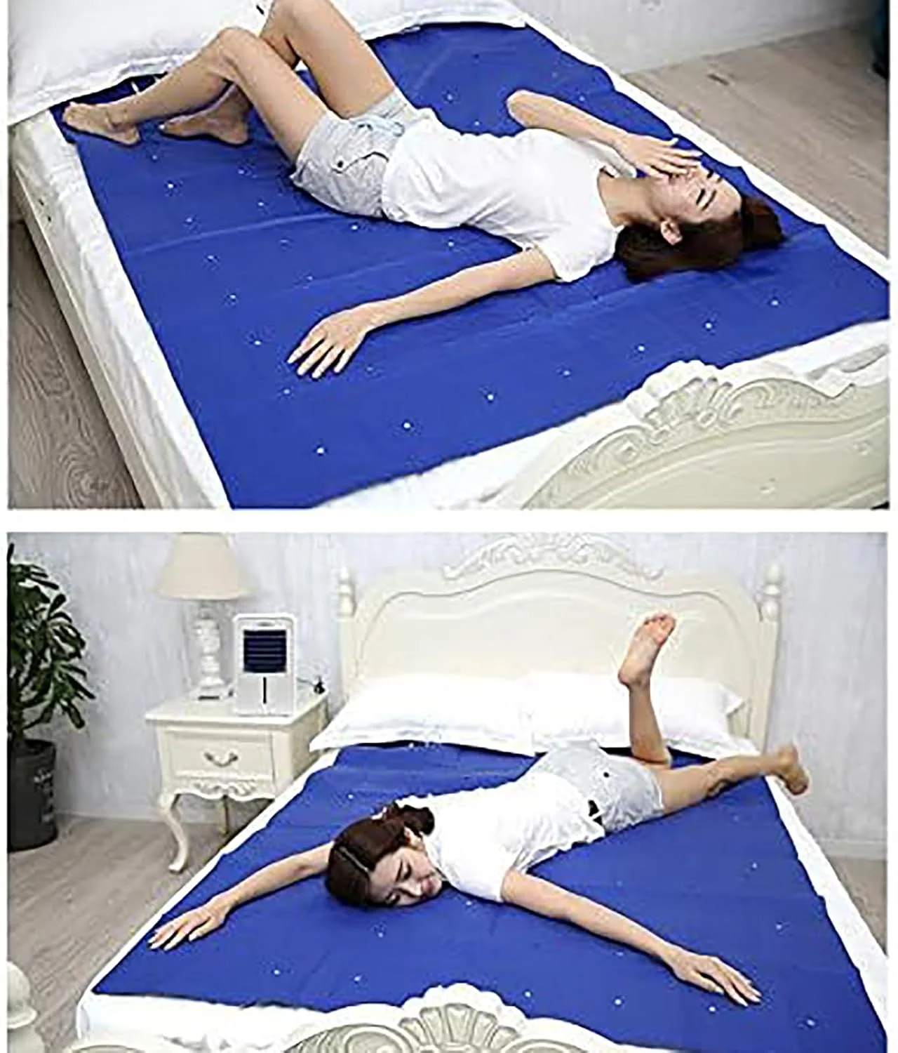 تشک خنک کننده آبی VOYADE، تشک یخی خانگی، تایمر 12 ساعته، سرعت باد قابل تنظیم، کنترل از راه دور، مناسب برای خانه، خوابگاه، آپارتمان و خوابگاه، 160×140 سانتی متر