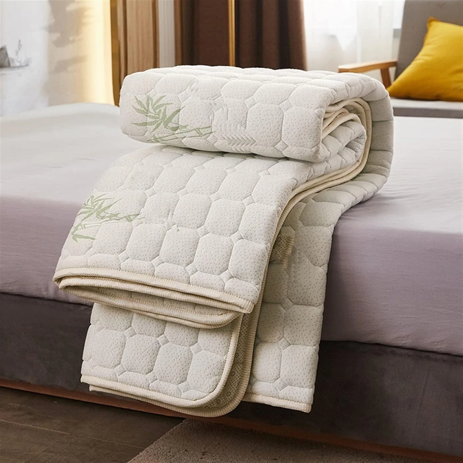 تشک یوهوایی، تشک فوم حافظه دار الیافی، تشک تاشو، مناسب برای یک نفر، دو نفر، خوابگاه دانشجویی، رو تختی، پد تخت