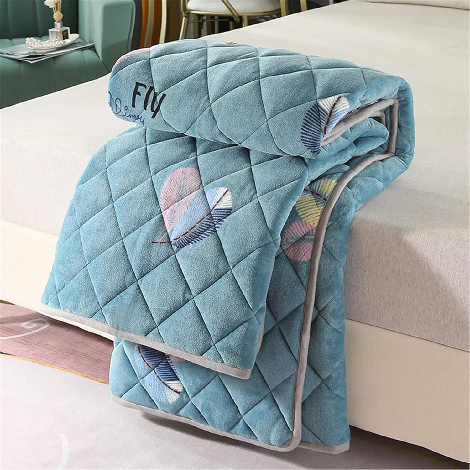 تشک مخملی YFFS Falai، تشک مخملی ضخیم جادویی، تشک، پد تشک گرم ضخیم و گرم در پاییز و زمستان، گرم نگه دارید (8، 180 x 200 سانتی متر)